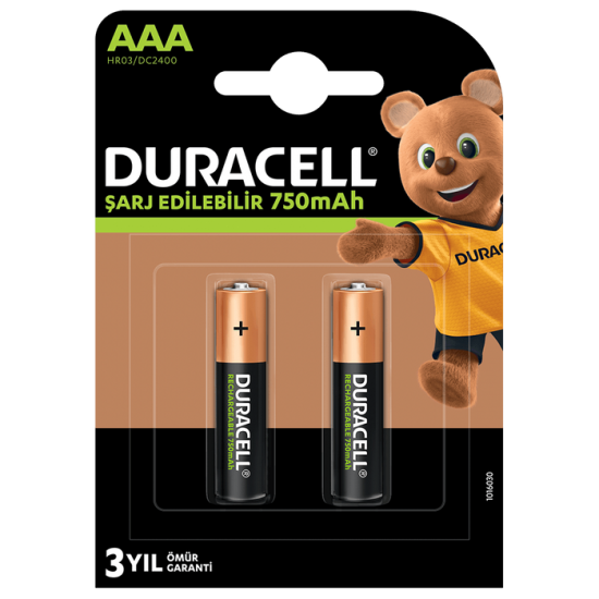 Duracell 750 Mah Şarjlı İnce Pil 2'li